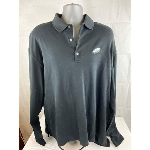 Bobby Jones Other - Men's Bobby Jones Black Long Sleeve Polo Shirt XXL with Eagles Logo
